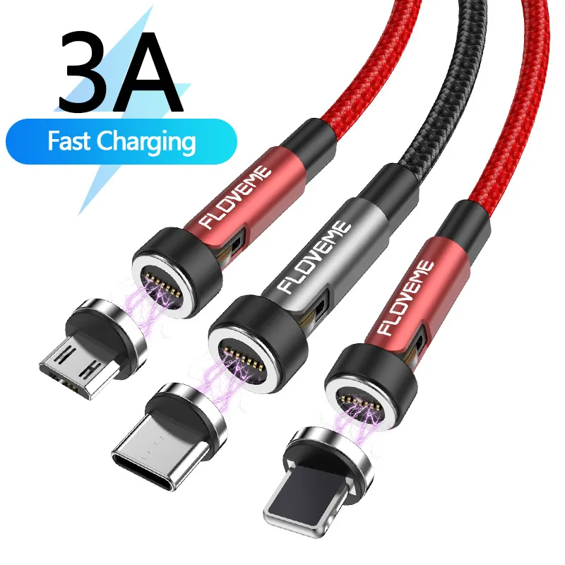 

Free Shipping 1 Sample OK 540 Degree 1M 3A Fast Charging Magnet Usb Data Cable Flexible Magnetic Charging Cable Custom Accept