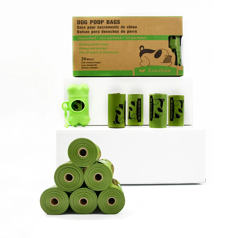 

Custom Logo Disposable Pet Waste Clean Biodegradable cornstarch dog poop bag Dog Bags Poop, Green