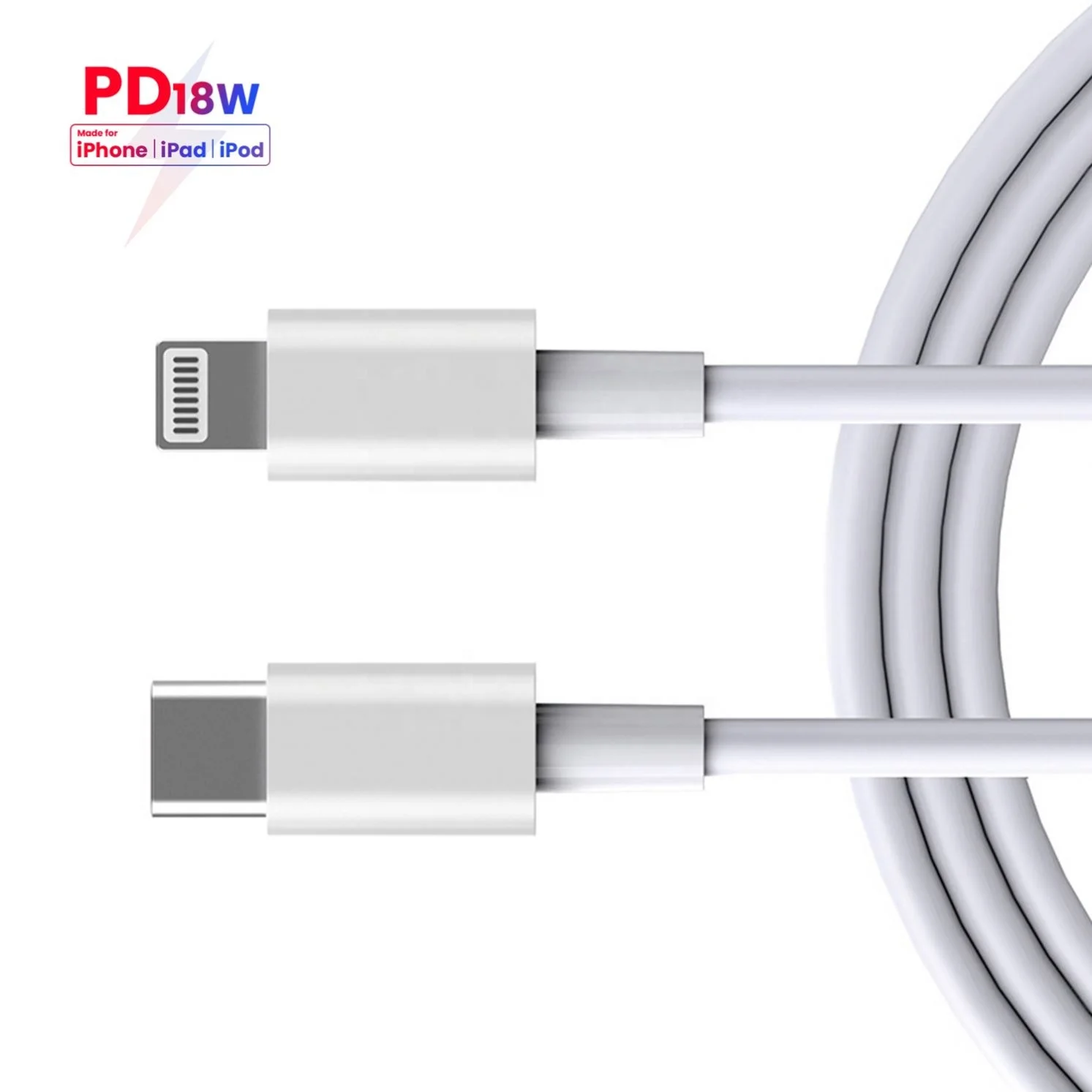 

Jmto Amazon Top Sell Mfi Certified Pd 18W Fast Charging Cable Tipo C For Iphone Ios Apple, White