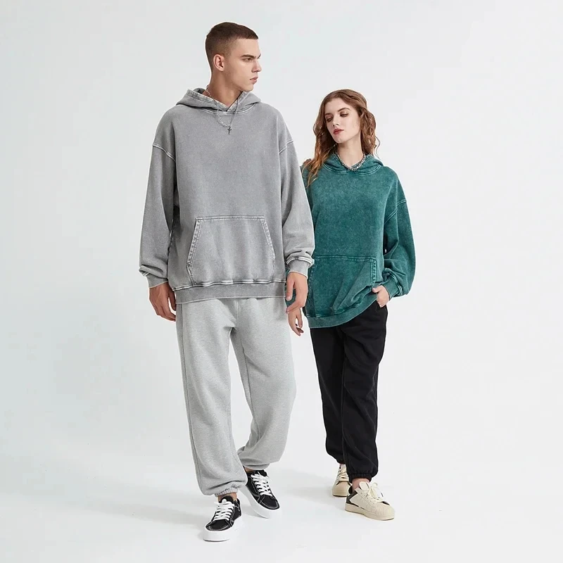Wholesale Acid Wash Oversized Hoodie Men Pullover Sweatshirt High Quality Custom logo Vintage Y2k Oversized Hoodies Men