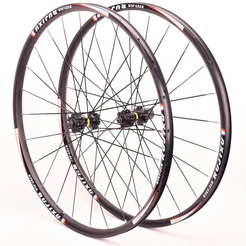 RUJIXU 26/27.5/29 Inch MTB Wheelset Aluminum Alloy Rim 24H Disc Brake Clincher for 7-12Speed Mountain Bike Wheelset