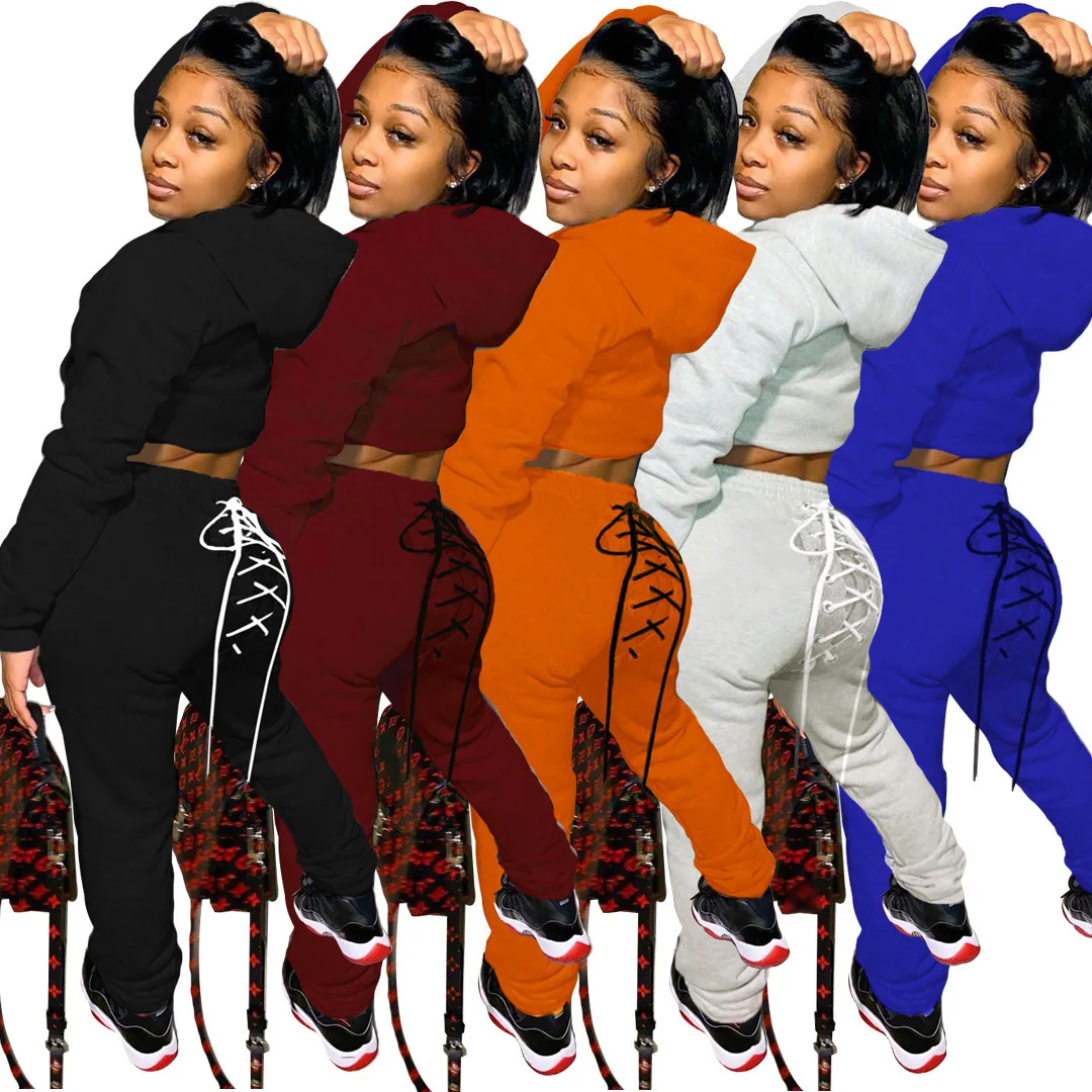 

Thin Hoodies and Sweatpants Fall Winter Clothes Women Two Piece Outfits Casual Tracksuits 2021 Sporty 2 Piece Pullover Cotton, Picture