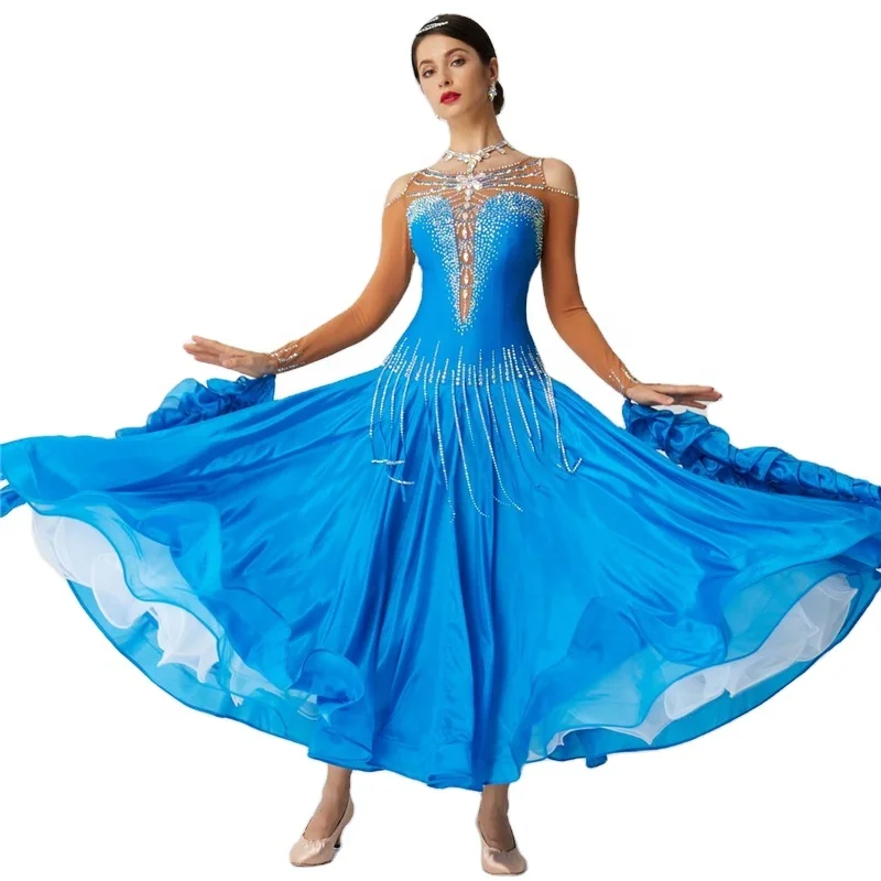 

B-20114 Custom standard modern dance performance dress competition waltz ballroom dance custom pearl silk dress for sale, Customized