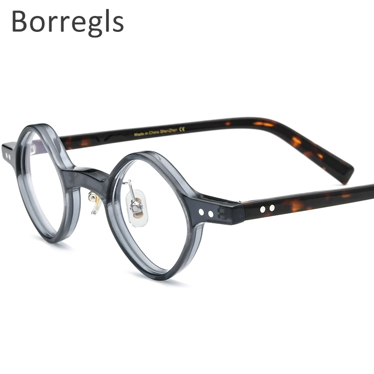 

Borregls Acetate Glasses Frame Men Retro Small Rhombus Fashion Eyeglasses Women Optical Prescription Spectacles Eyewear 19179