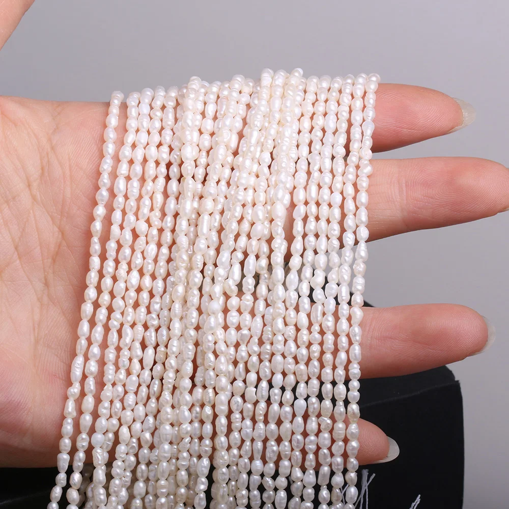 

Natural Freshwater Pearl Beaded High Quality Rice Shape Punch Loose Beads for Make Jewelry DIY Bracelet Necklace Accessories