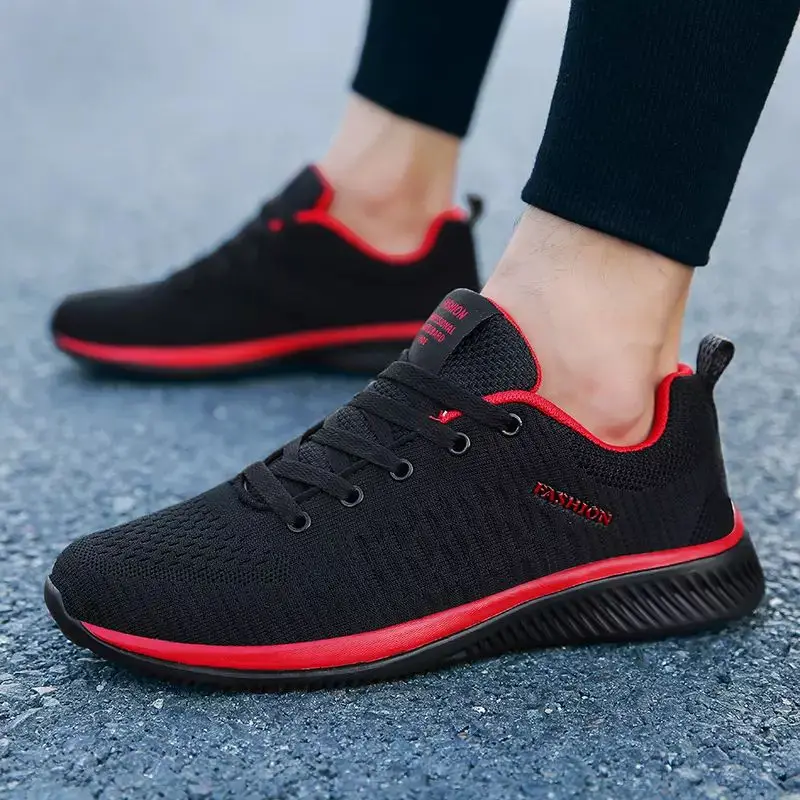 

Free Shipping Men's Sports Shoes Fashion Breathable Sneakers Lightweight Casual Running jogging Shoes, Biue black red