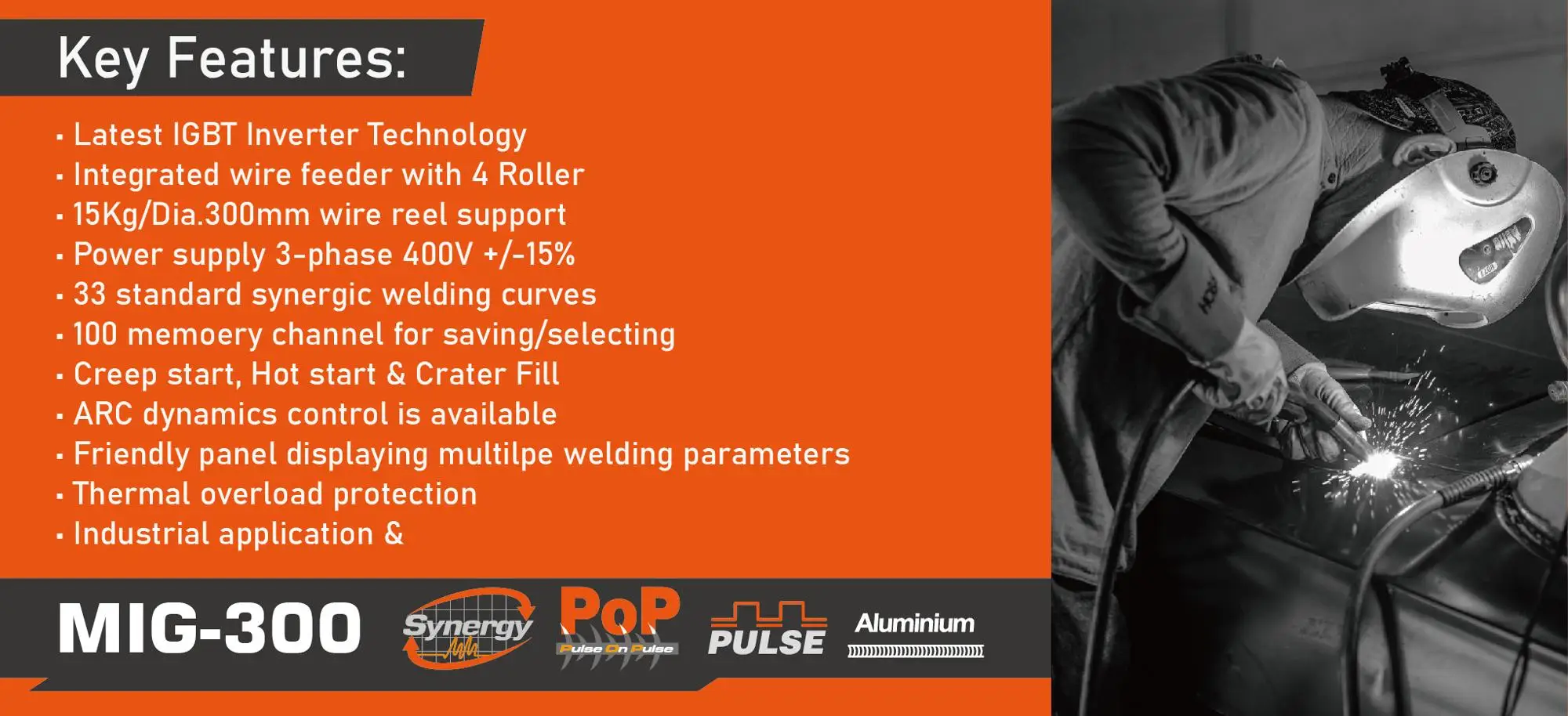 Alumig250p Pulse Mig Welder Argon Welding Machine Price Co2 Inverter Welder Double Pusle Mig