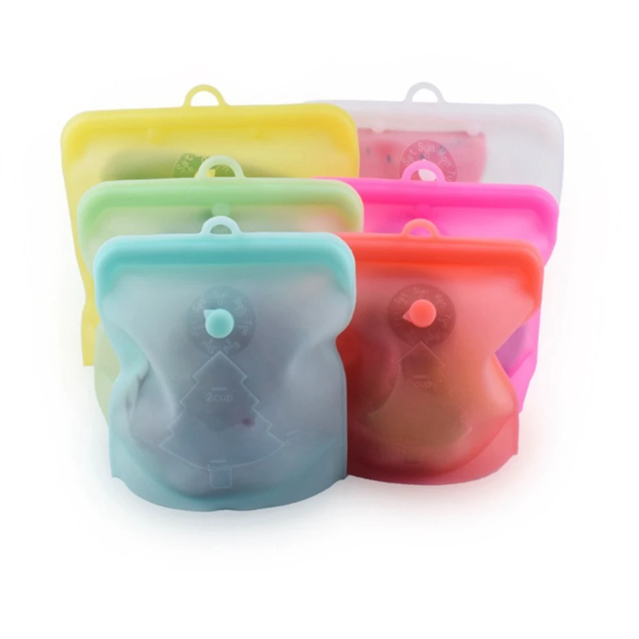 

Silicone Food Storage Containers Leakproof Containers Reusable Stand Up Zip Shut Bag Cup Fresh Bag Food Storage Bag Fresh Wrap, Customized color