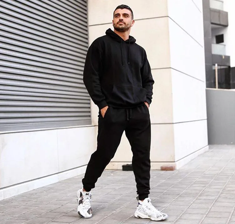 

High Quality Wholesale Logo Custom Jogger Set Tracksuit Men Sweatsuit Jogger Set Tracksuits For Men Two Piece Pants Set, Five color