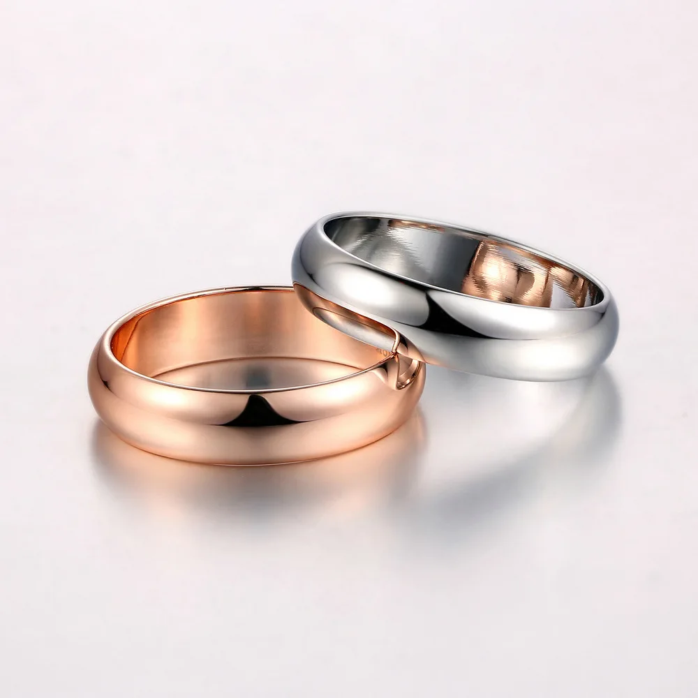

Dropshipping Fashion Classic 18K Gold Plated High Polish Plain Dome Tarnish Resistant Comfort Fit Wedding Band Couples Ring Set