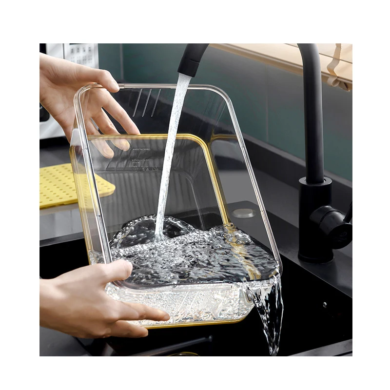 

3.3L Refrigerator Special Storage Container PET Plastic Transparent Thickening Timekeeping Freezing Draining Fresh Keeping Box