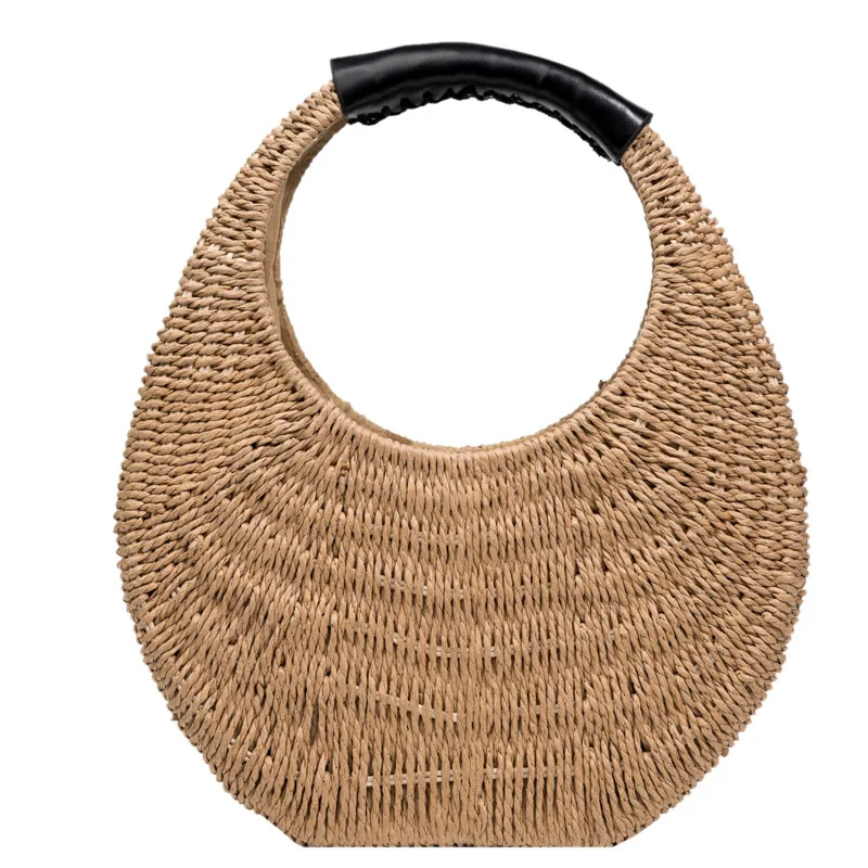 

2022 Spring And Summer Rattan Moon Bag INS Women Underarm Beach Straw Bag, Natural