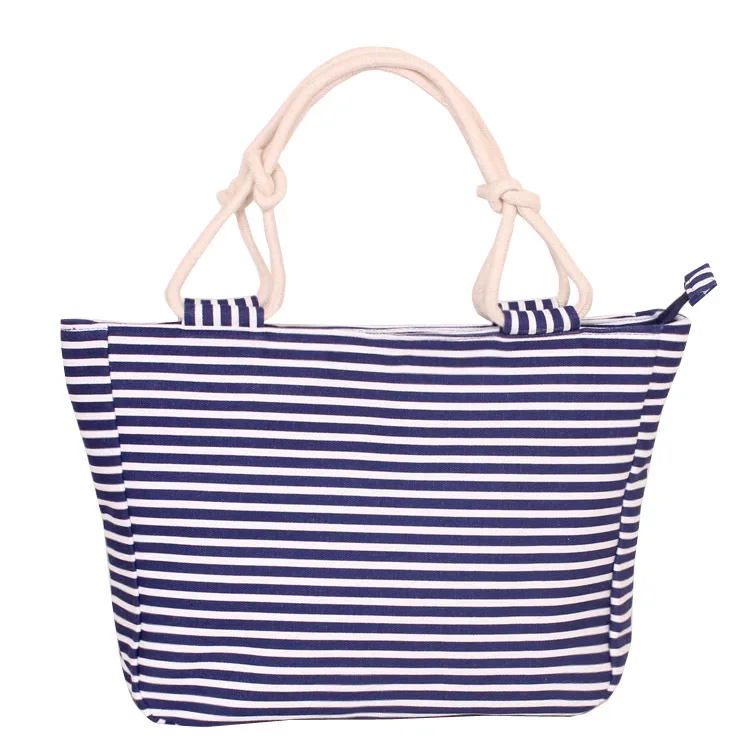 Striped Canvas Tote Bag