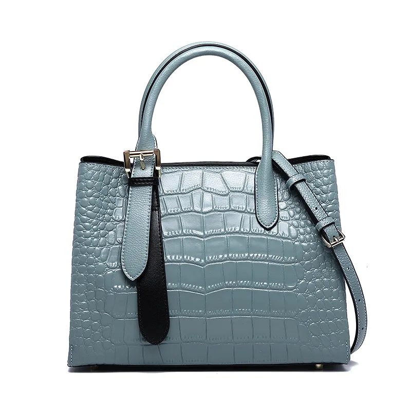 

2021 Famous Brand Designer Genuine Crocodile Pattern cowhide Skin Bag Fashion Handbags For Women Private Label, Black, blue