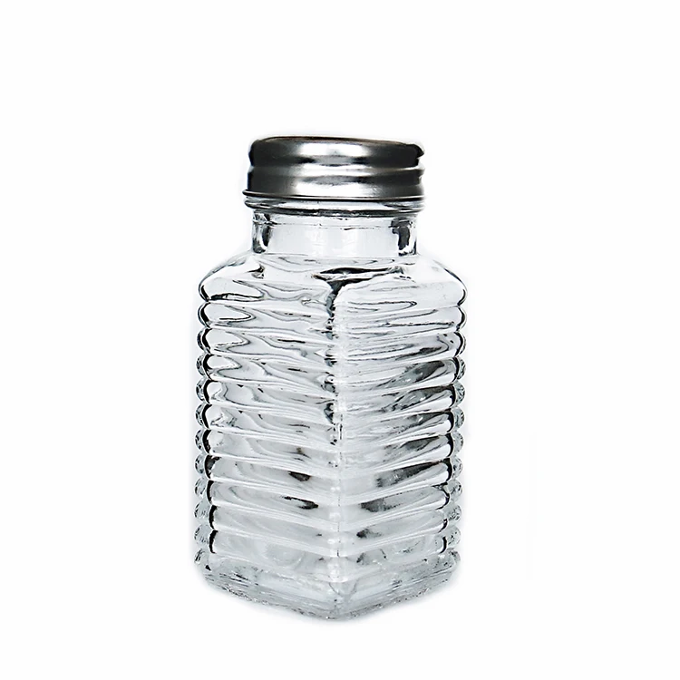 

Square Stripe Glass Jar with Shaker for Pepper
