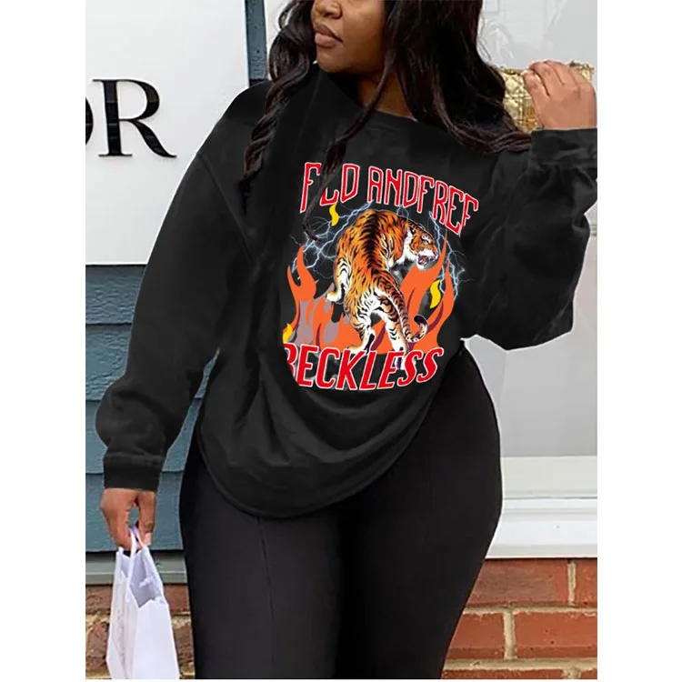 Venta al por mayor sudaderas con tigre de mujer Compre Ropa Suelta De Gran Tamaño para Mujer Cabeza De Tigre