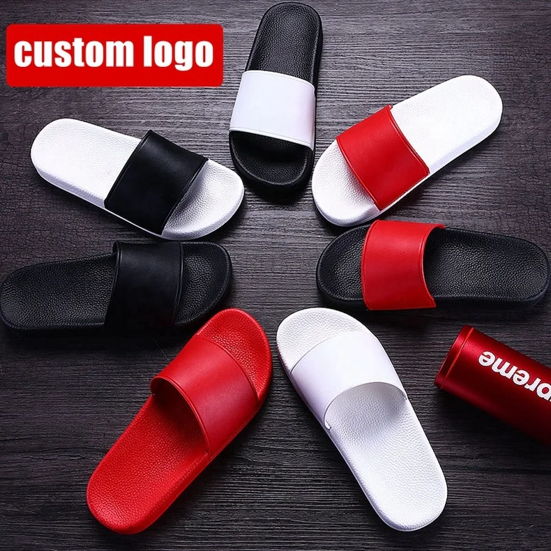 

wholesale custom logo kid slide sandals advertisement slide sandal personalized children pu slip-on slipper flip flops