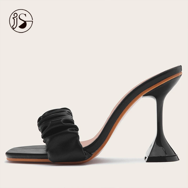 

High heel pleated upper design slides women shoes women slippers, Picture