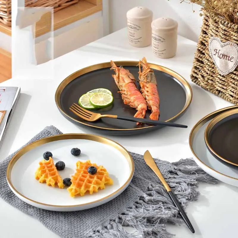 

Creative matt ceramic round household fruit plate tableware