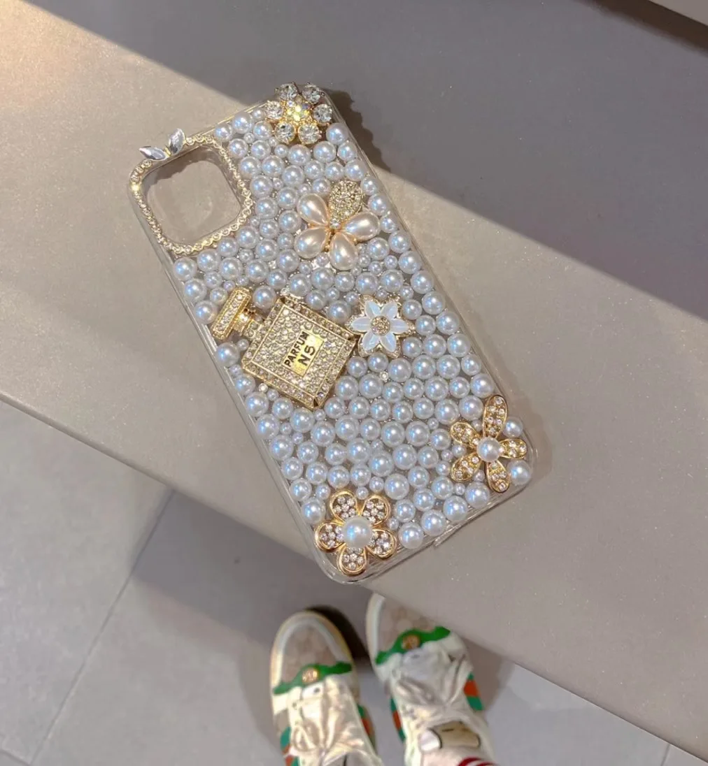 

13promax Diamond Pearl Flower Perfume Bottle Case For Iphone 12promax Luxury phone case