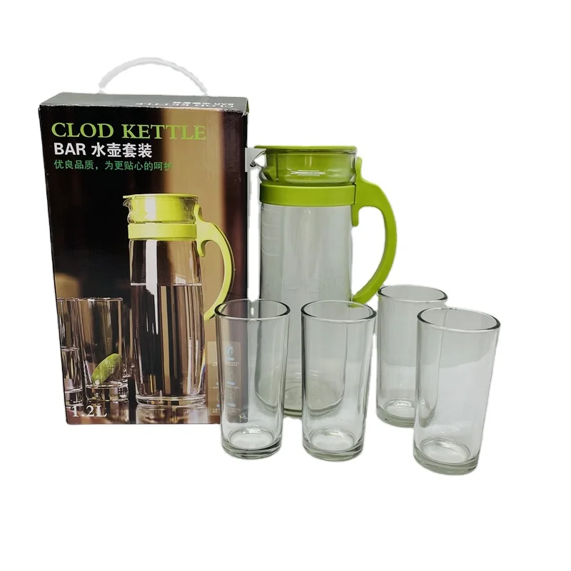 

Household super large capacity exquisite heat preservation kettle with 5 glass water cup, Transparent