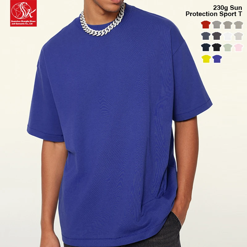 SK 230g Heavy Cool Elastic Three-proof T-Shirt Loose Short-sleeved Custom Design Cotton Oversized Personalized Cotton Tshirt