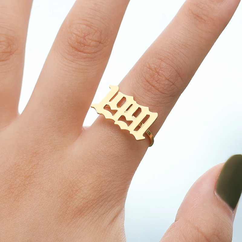 

Gold Plated Finger Year Rings Jewelry Women Girls Birthday Gift Ready To Ship Stainless Steel Rings, Gold/platinum/rose gold plated color/gun black
