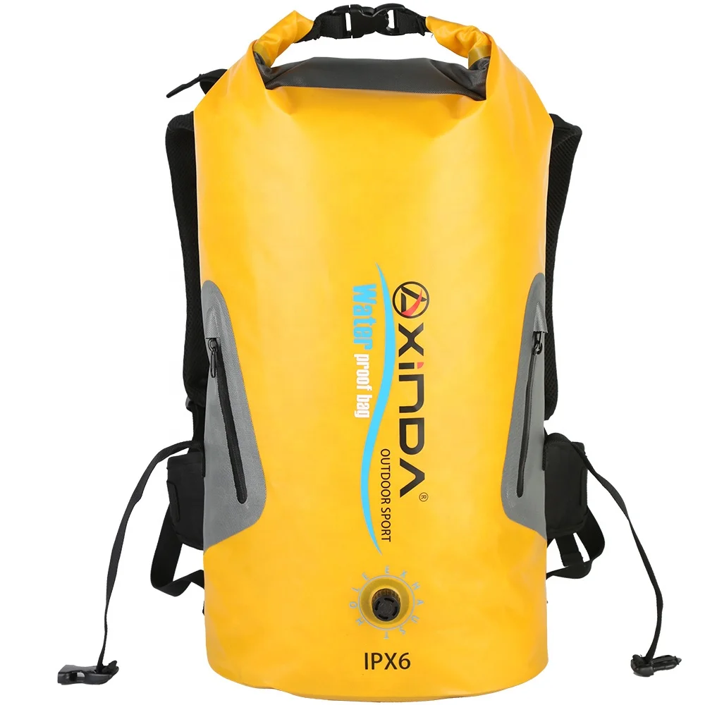 

Xinda camping gear 25L waterproof backpack for caving canyoning boating camping swimming, Orange yellow black