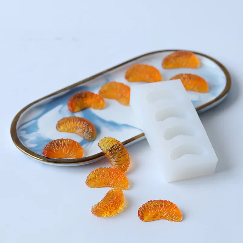 

LOVE'N LV457O DIY material QQ sugar silicone mold emulation fruit aromatherapy candle mould tangerine petal molds for candles, White