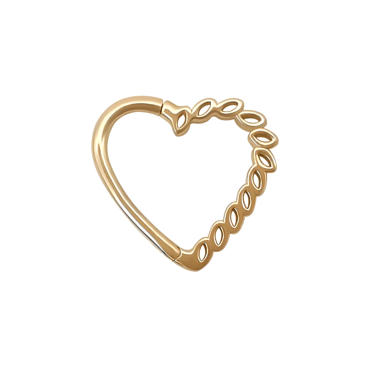 

Wholesale AU585 14K Pure Gold Fine Jewelry Piercing Nose Rings Body Jewelry Cute Heart Shape Jewelry Hot Selling