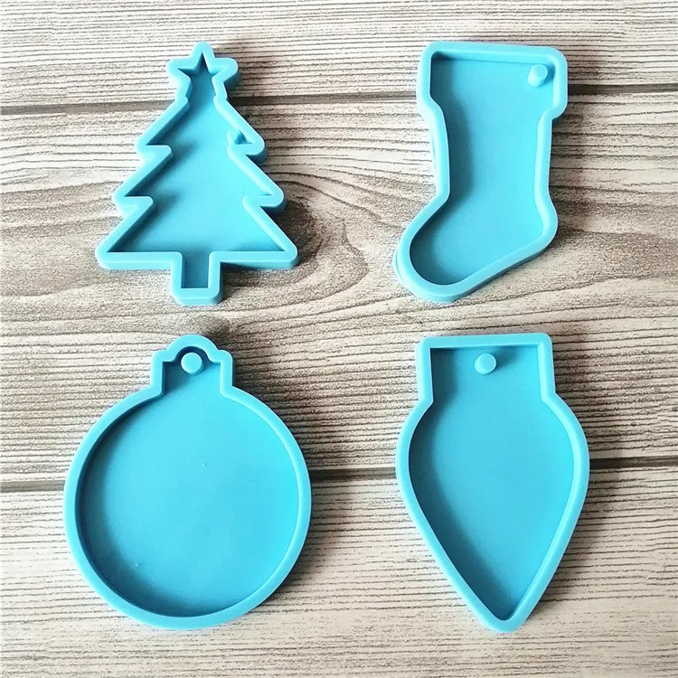 

Y2282 Silicone christmas ornaments mold xmas Light Tree Ornament stocking socks mold, Random