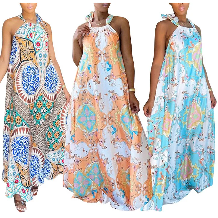 

FS3196D Women summer Beachwear Fashion prints beach dress