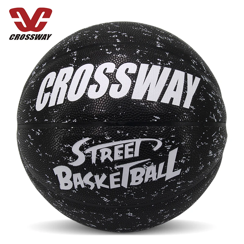 

Fashion trend popular outdoor black white PU leather official size 7 street basketball ball, Customize color