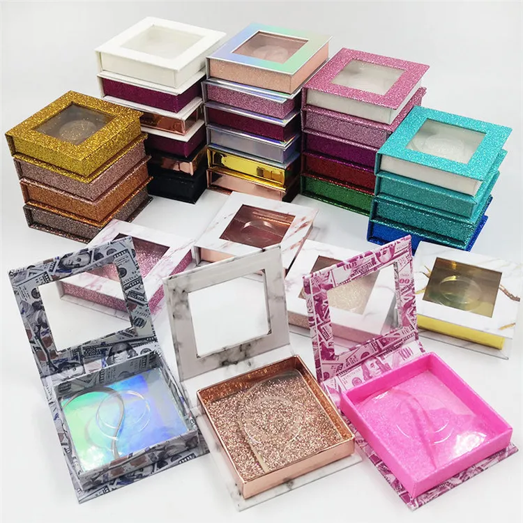 

empty eyelash packaging box, marble mink lashes case, square magnetic money eyelash box, Like pic or customized