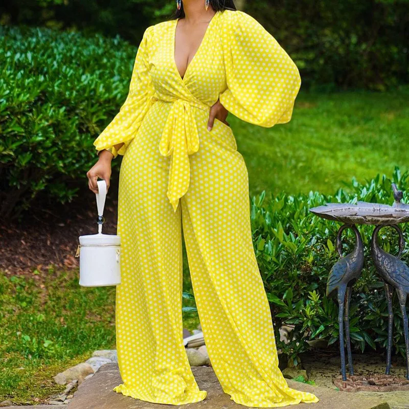 

2021 Fall Fashion women's jumpsuits Printed Loose jumpsuit women Wide Leg Jumpsuit
