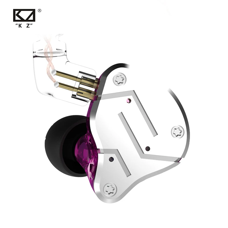 

Hot Sale KZ ZSN Hybrid Driver In Ear Monitor Earphone 1BA+1DD HiFi Clear Sound Sport Gaming Headphone for ZST ZSX ZS10 Pro, Black/purple/cyan