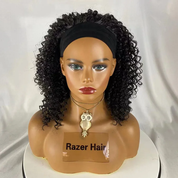 

Wholesale Women Synthetic Curly Headband Wigs with Elastic Band, headband wig synthetic for Black Women