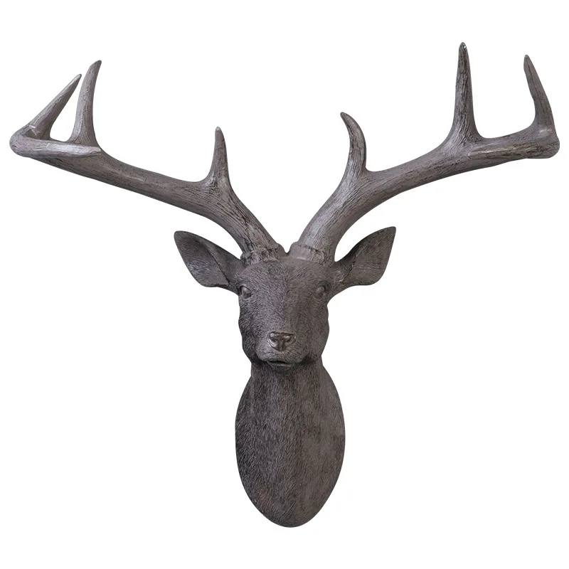 

Deer Head Wall Sculpture Decor Resin Mount Hanging 3D for Home Living Room Hotel Bar Pillars Decoration, As the pictures, based on pantone color