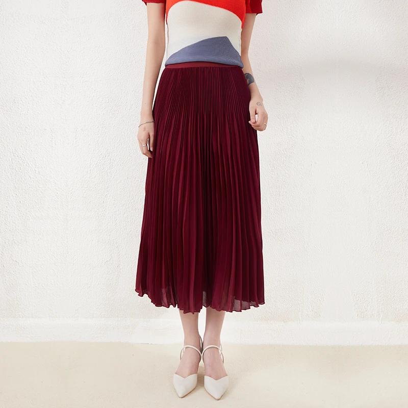 

2022 new arrivals Fashion Women Casual clothing hot seller best quality ladies dress Miyake Pleated skirt, Accept customized color