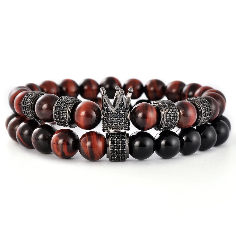 

F204 High Quality Fashion Red Tiger Eye Wholesale 8mm Natural Stone Beaded Bracelet Men Making Supplies Pulseira Masculino, Brown