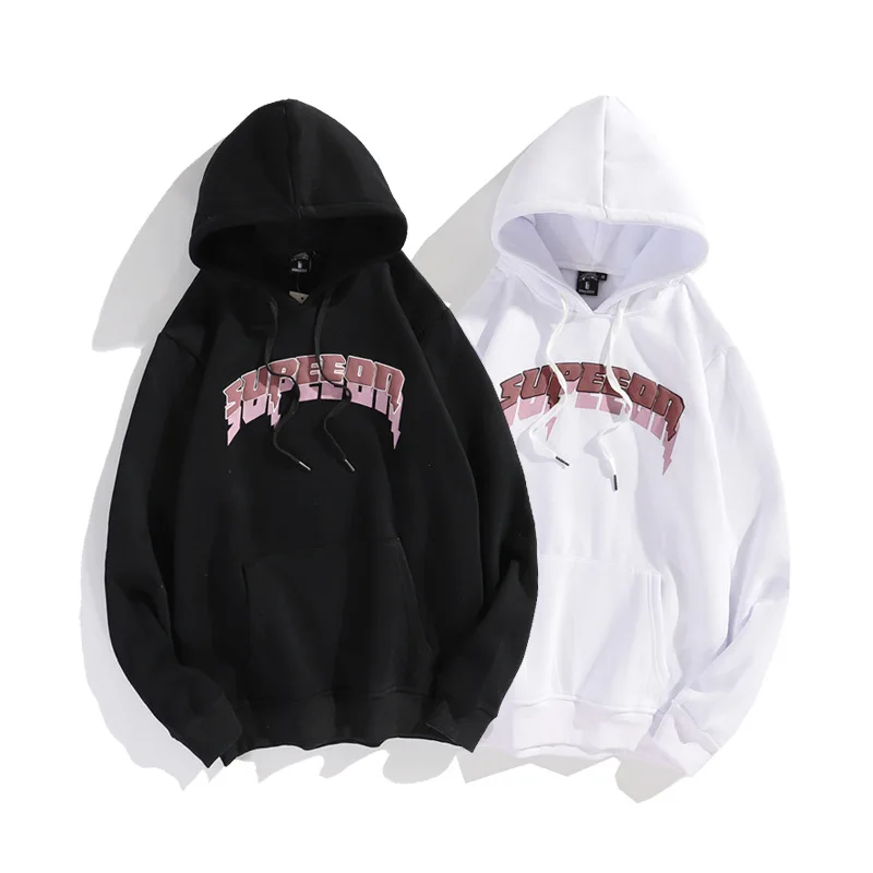 

Men Letter Printing Hoodies Sweatshirts Cotton Long Sleeve Oversized Harajuku Streetwear Male Pullover Casual Sweatshirt Tops, Picture shows