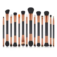 

2019 professional double end makeup brush portable private label 14pcs brush sets makeup