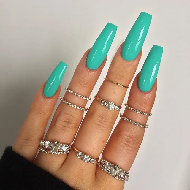 

Hot selling Long Coffin Press On Luxury Fake Nails 24 Pcs Long Stiletto Shape Design False Nails