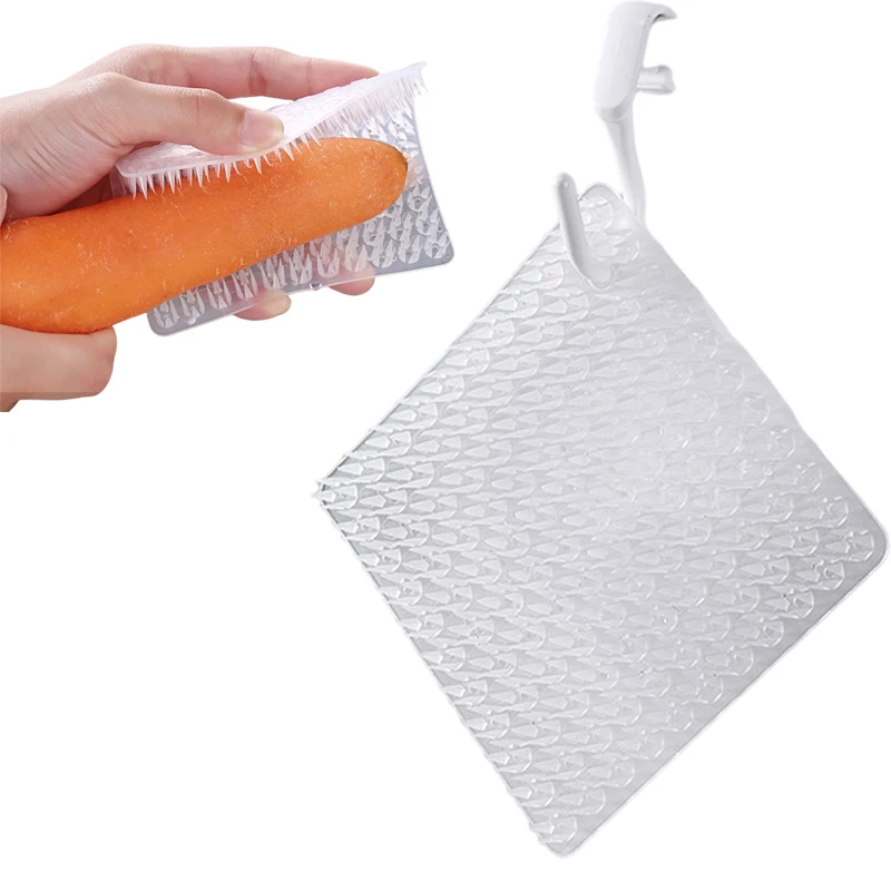 

Eco Friendly Japanese Kitchen Dishwashing Brush Household Items Decontamination Scrubber Vegetable Cleaning Brush With Ring, White