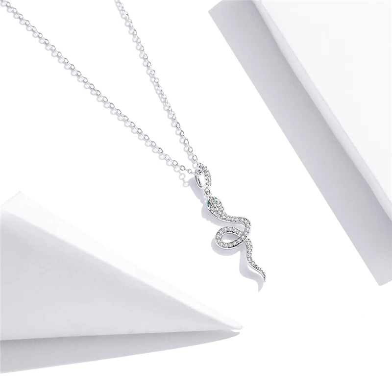 

Popular Fashion Jewelry 925 Sterling Silver Radiant Clear Cz Snake Pendant Delicate Necklace