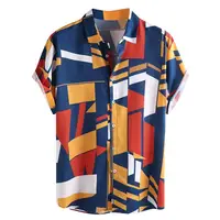 

Summer Hawaii Shirts Men African Design Fashion Short Sleeve Plus Size Geometric Printed Hawaiian Shirts