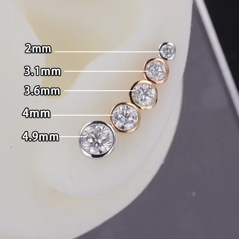 

Starsgem Wholesale 14k solid gold DEF synthetic diamant Bezel Setting earring 4mm lab grown Diamond Stud Earrings