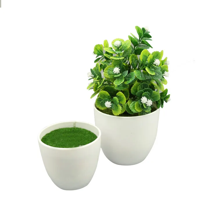 

BEES Cheap Wholesale In Stock Artificial Plastic Flower Pot With Grass And Foam Bonsai Pot