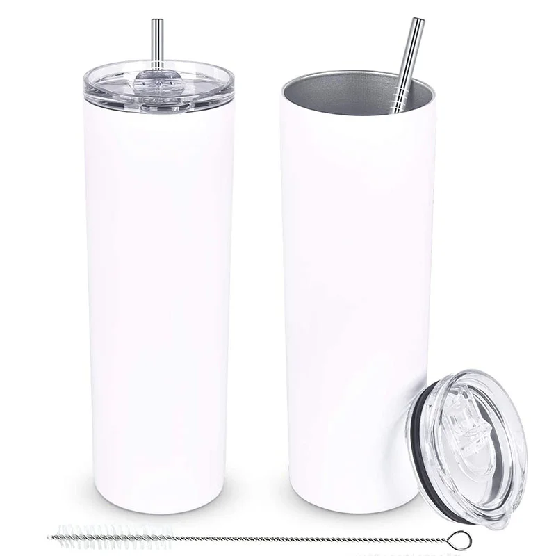 

Factory direct sales blanks insulated stainless steel coffee straight skinny tumbler 20oz 30oz travel mug with metal straw