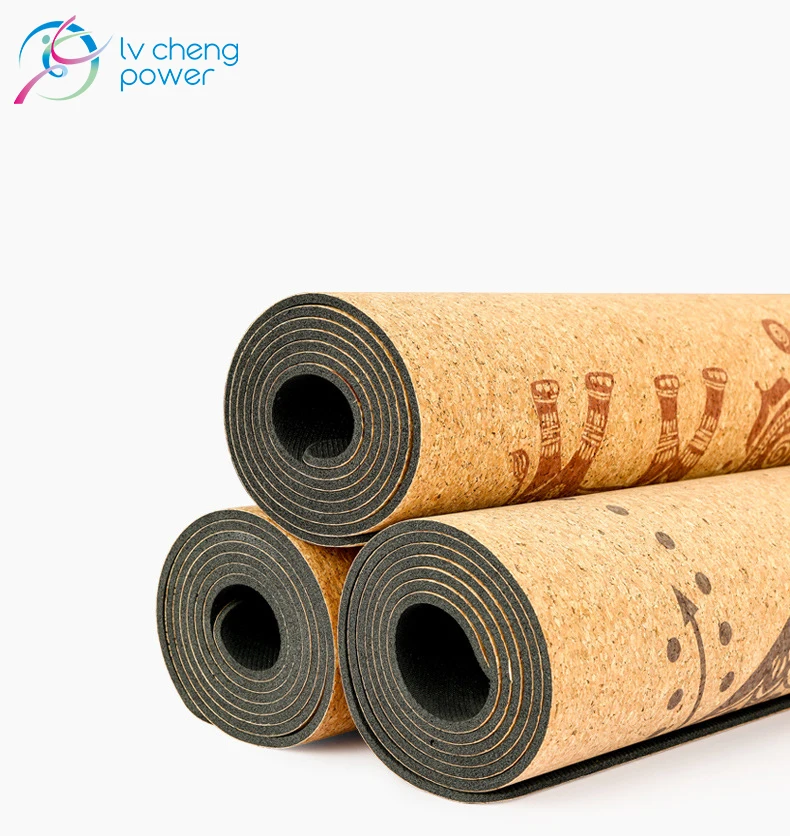 

Free Sample Dropshipping Custom Logo Printed Gym Big Exercise 3mm 4mm 5mm Eco-friendly Natural Cork Yoga Mat, Cork color